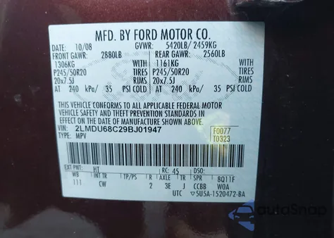 2009 Lincoln Mkx z USA, uszkodzony, nr VIN 2LMDU68C29BJ01947